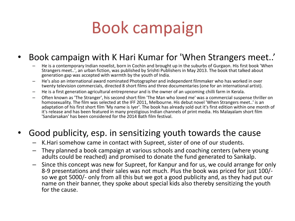 book campaign