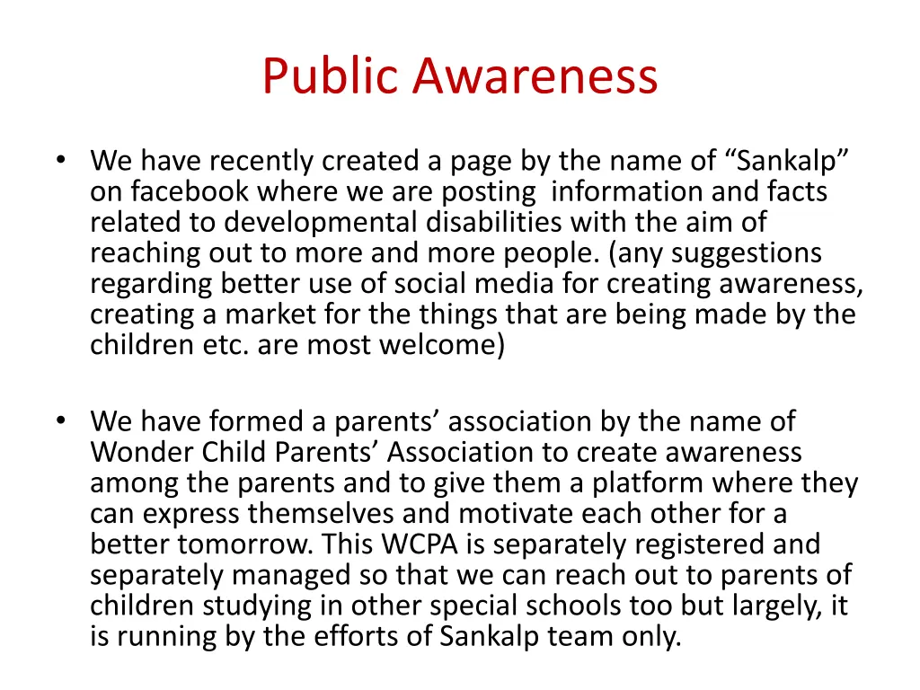 public awareness