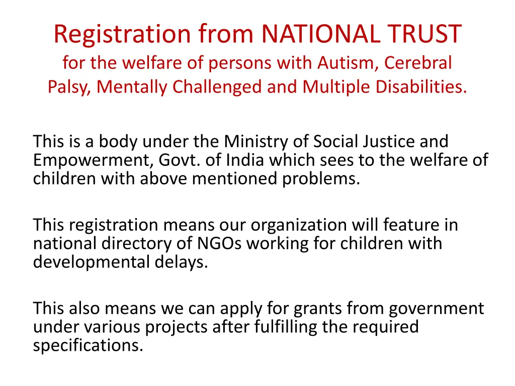 registration from national trust for the welfare
