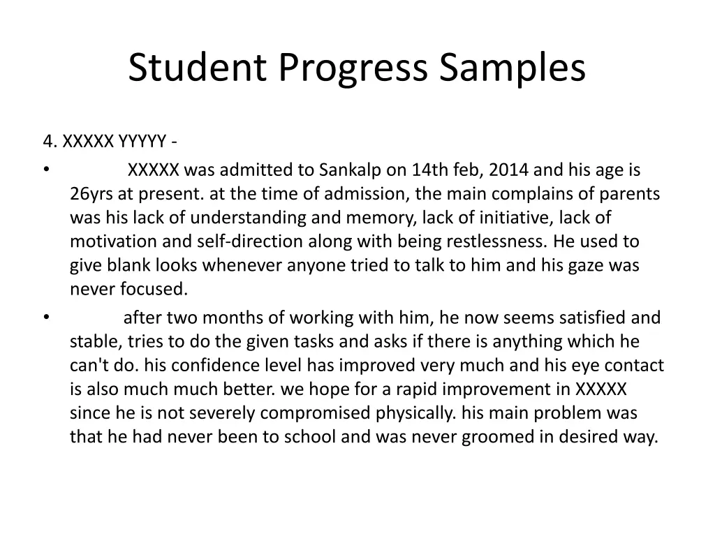 student progress samples 3