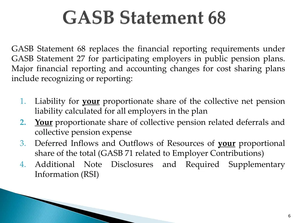 gasb statement 68 replaces the financial