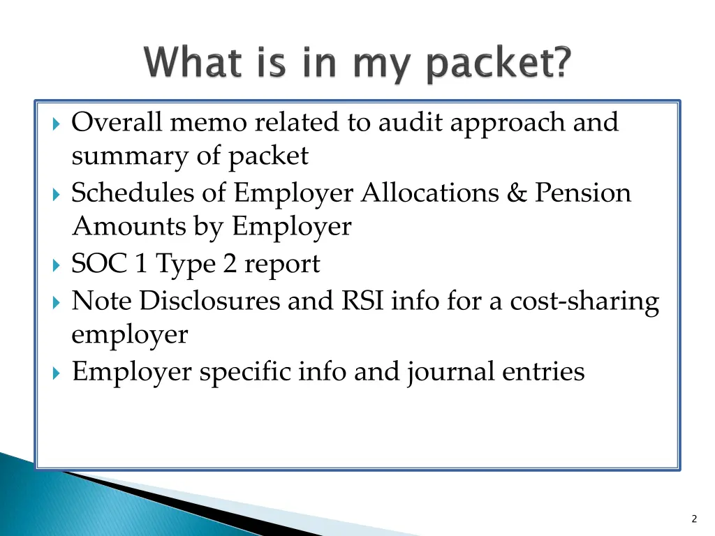 overall memo related to audit approach