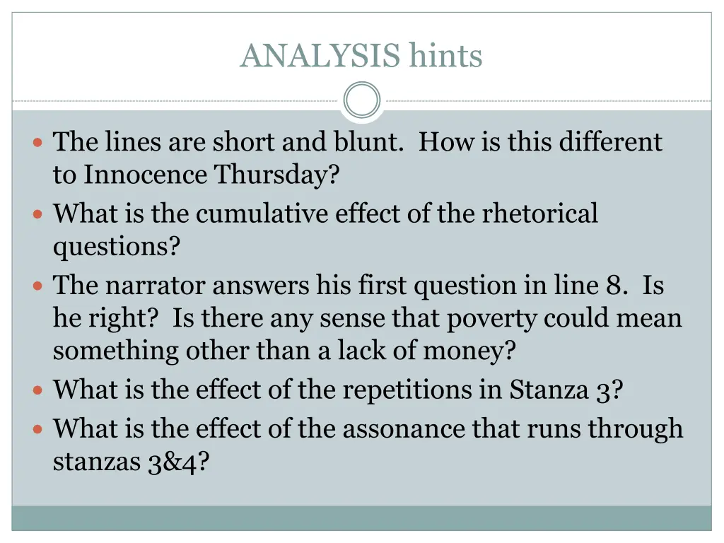 analysis hints