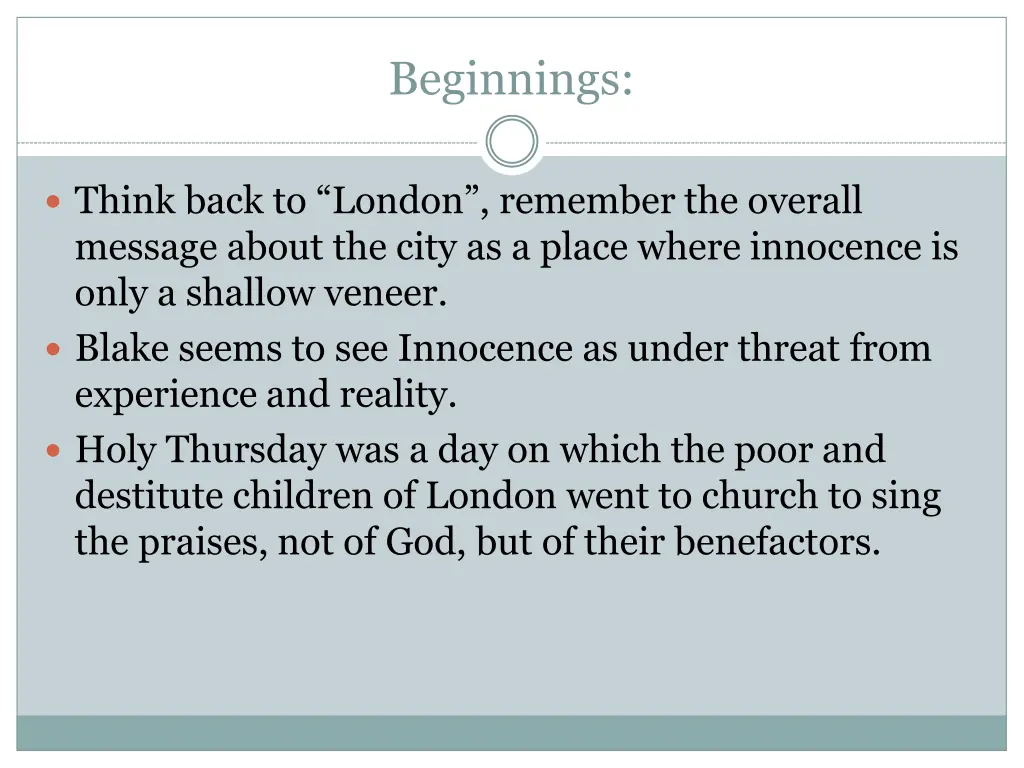 beginnings