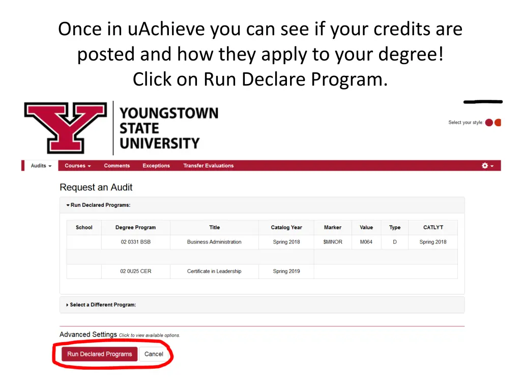 once in uachieve you can see if your credits