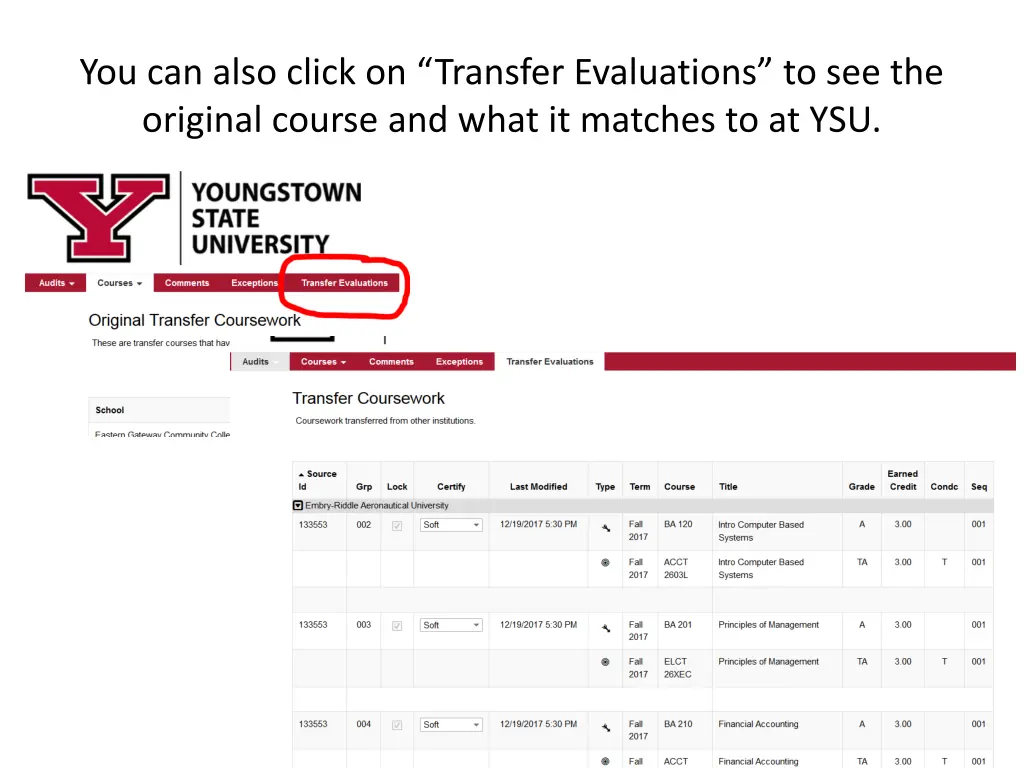 you can also click on transfer evaluations