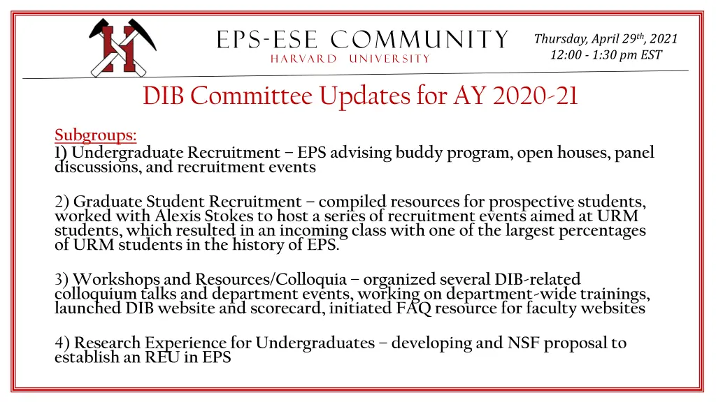 eps ese community h a rva r d u n i v e r s i t y