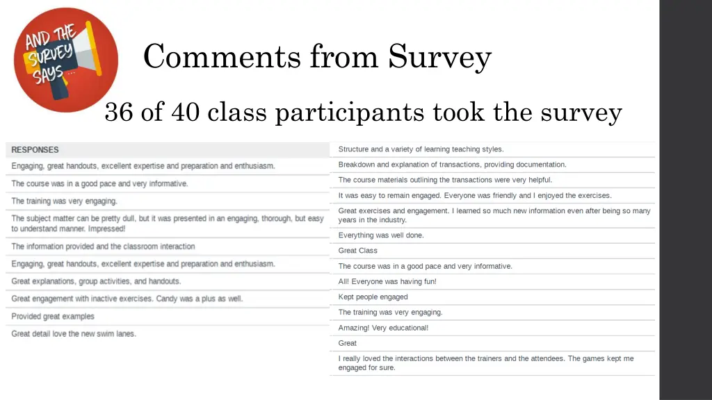comments from survey