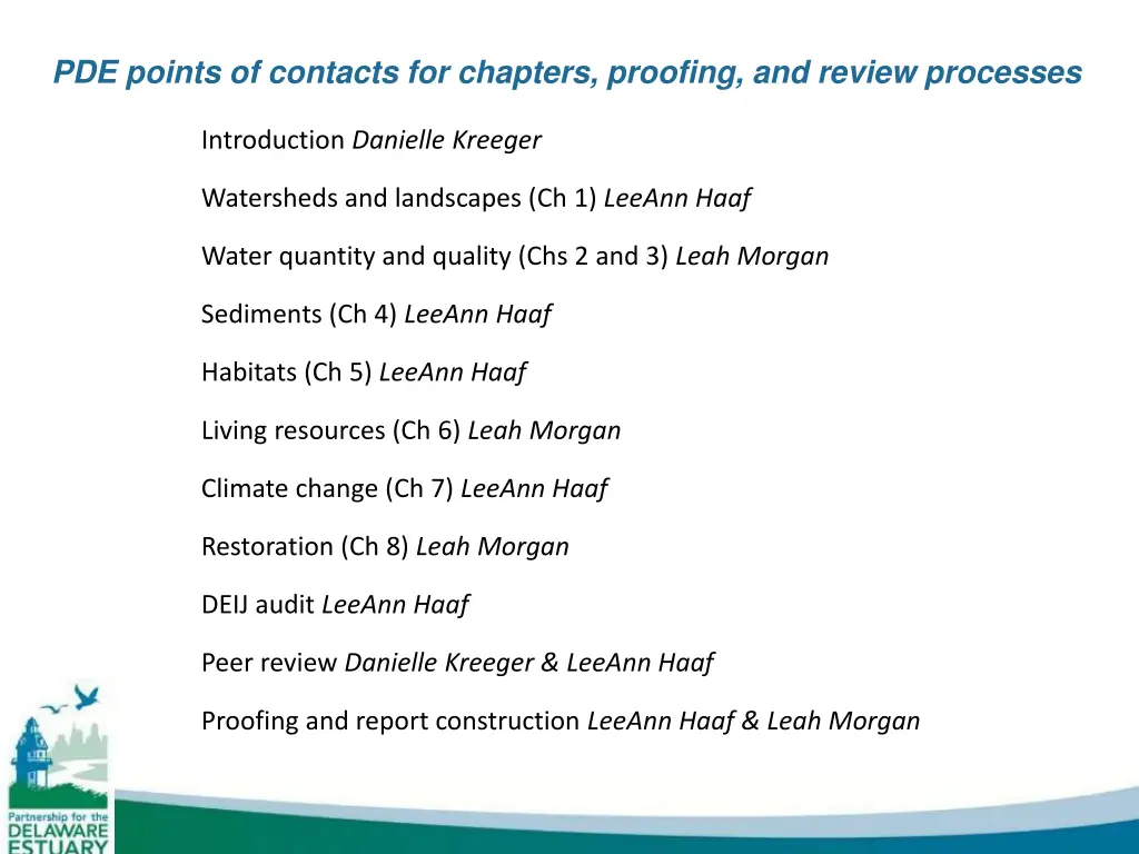 pde points of contacts for chapters proofing