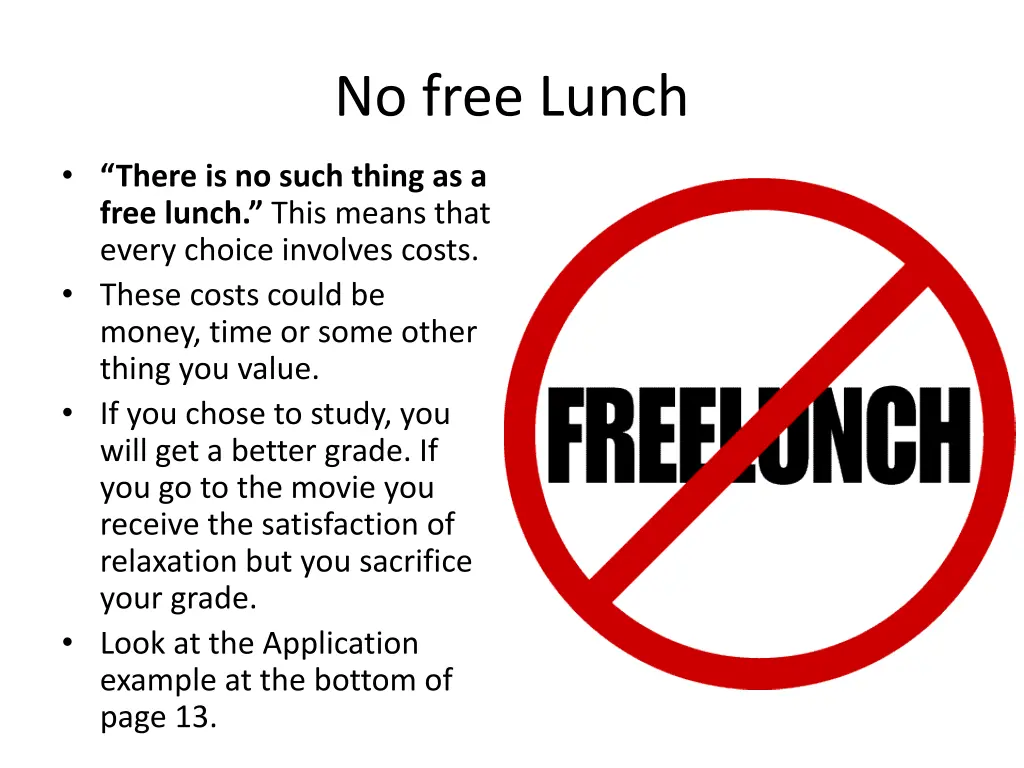 no free lunch