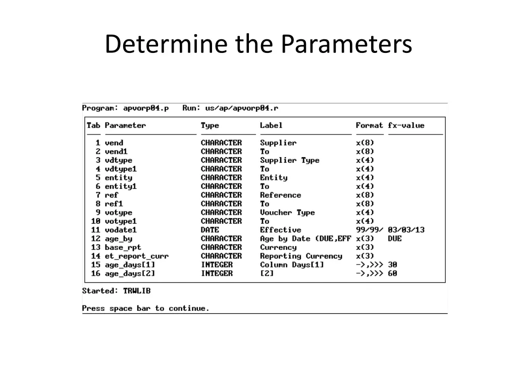 determine the parameters 2