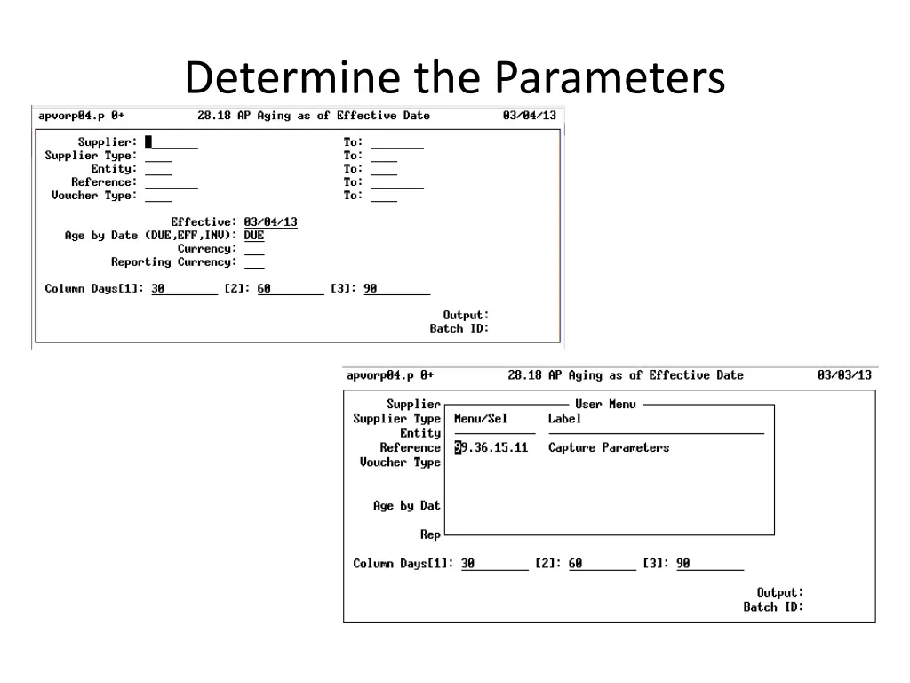 determine the parameters