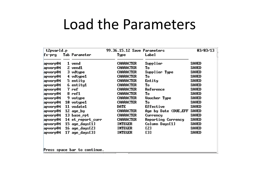 load the parameters
