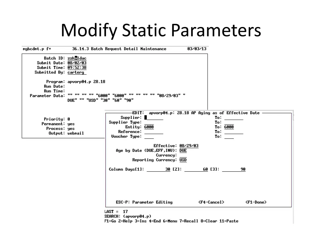 modify static parameters 1