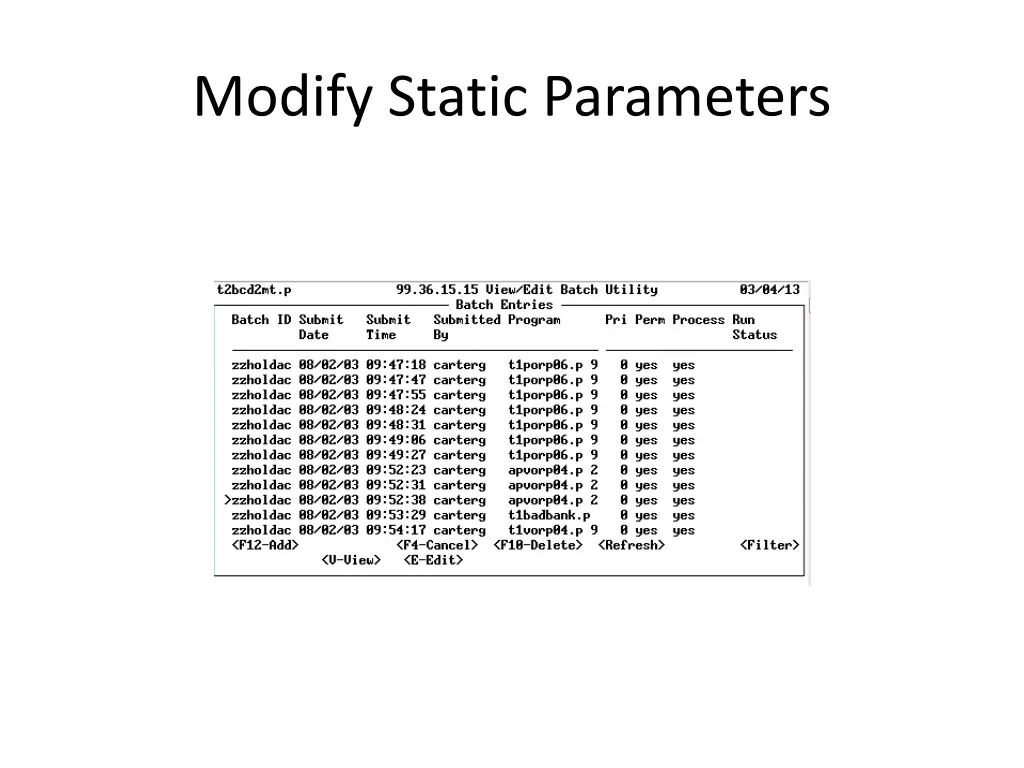 modify static parameters