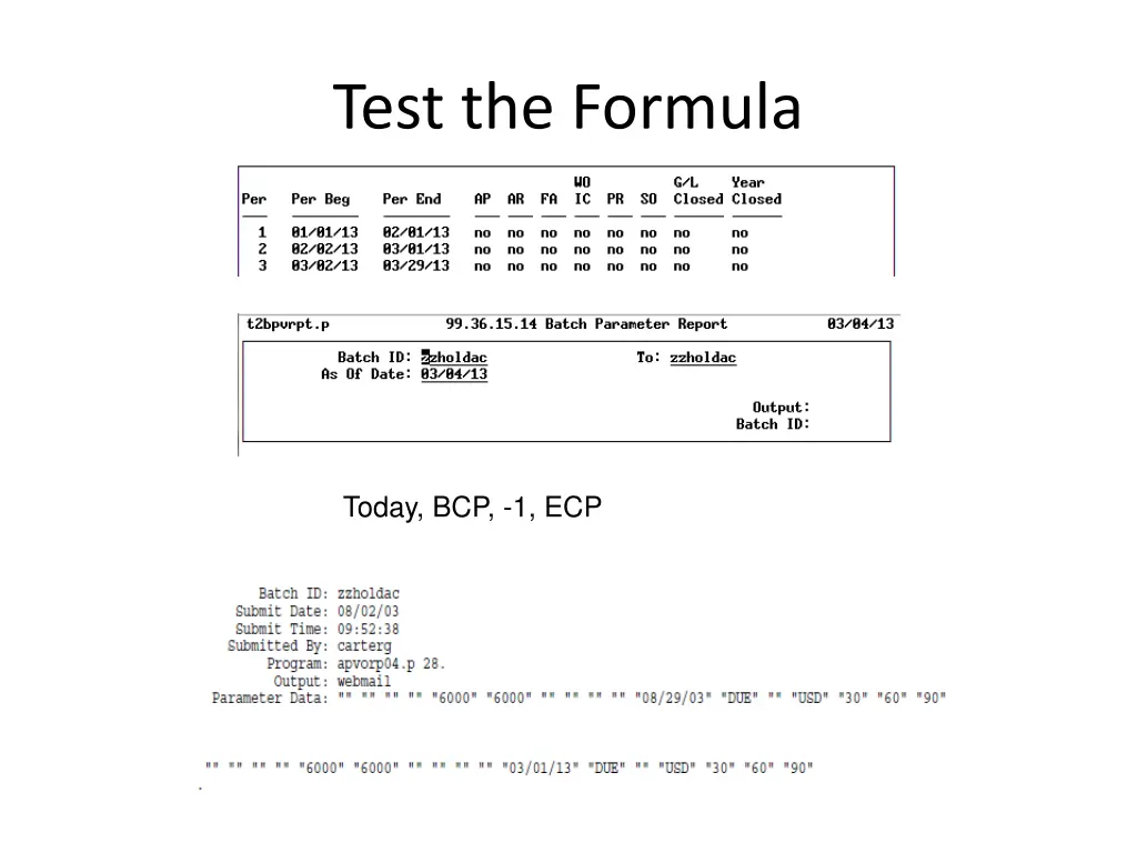 test the formula