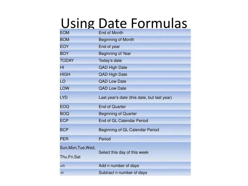 using date formulas eom end of month
