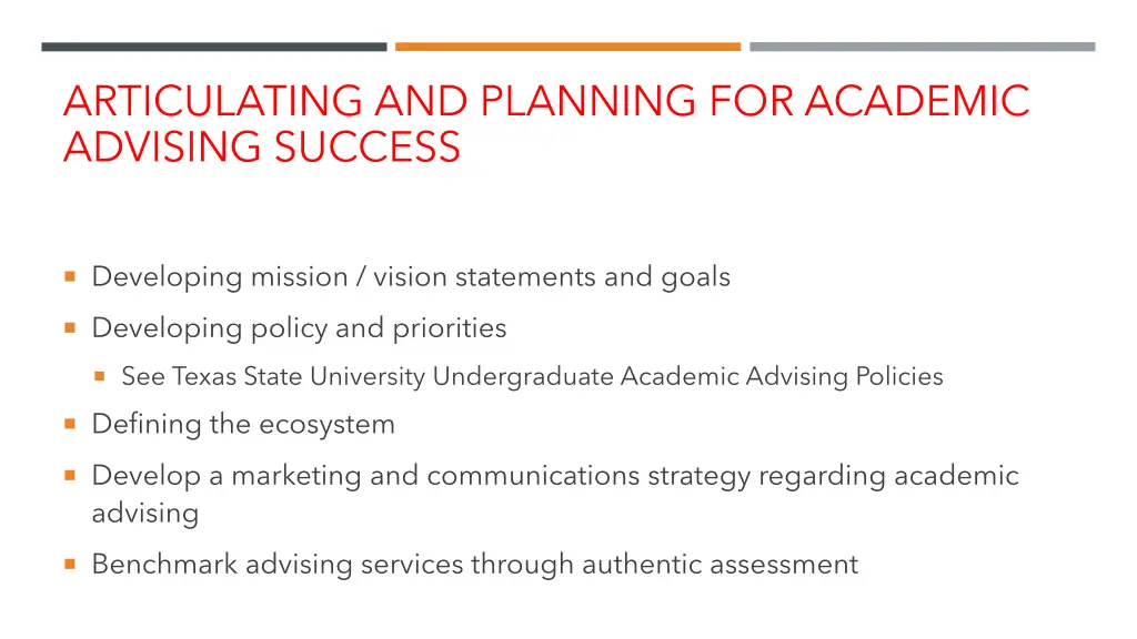 articulating and planning for academic advising