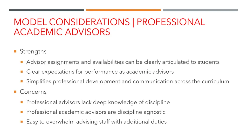 model considerations professional academic