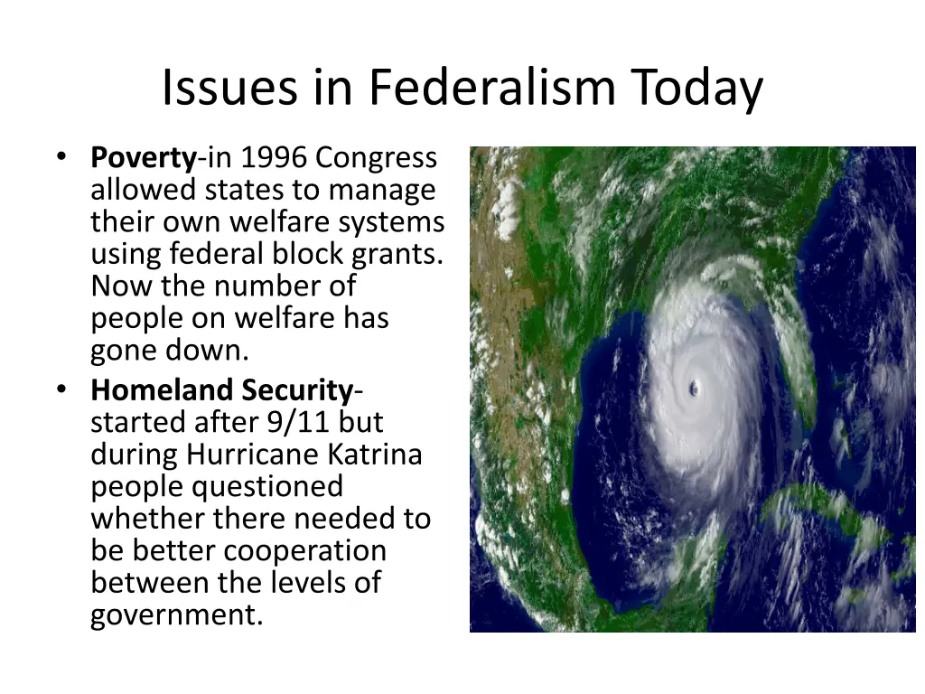 issues in federalism today