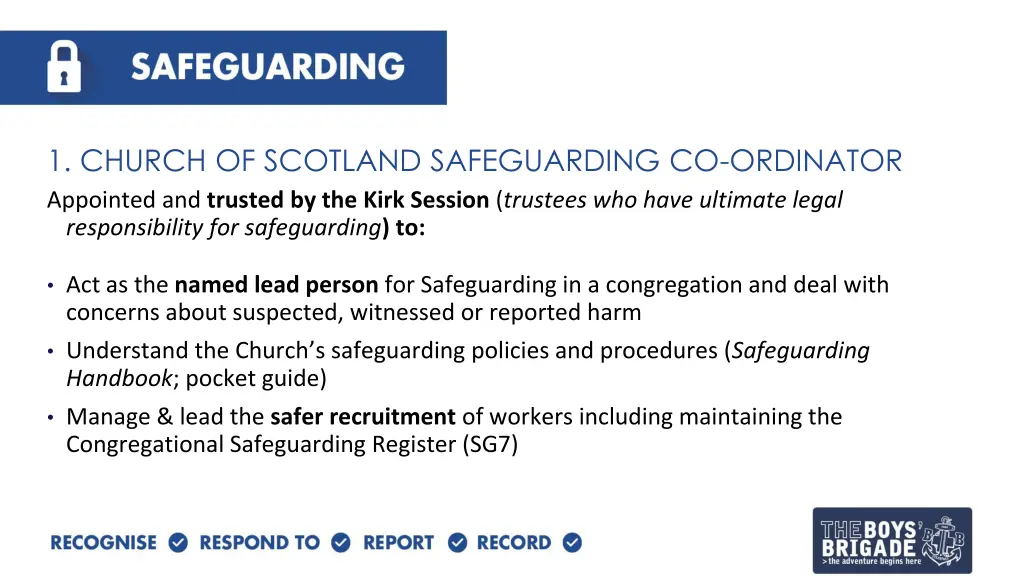 1 church of scotland safeguarding co ordinator