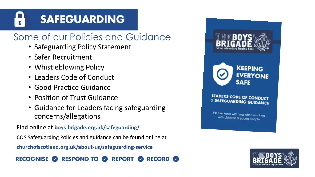 some of our policies and guidance safeguarding