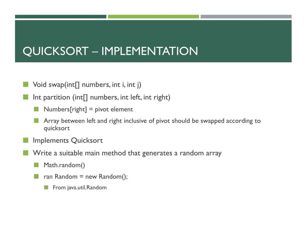 quicksort implementation