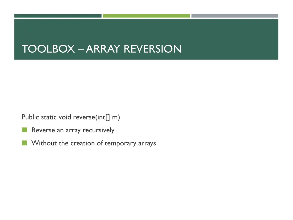 toolbox array reversion