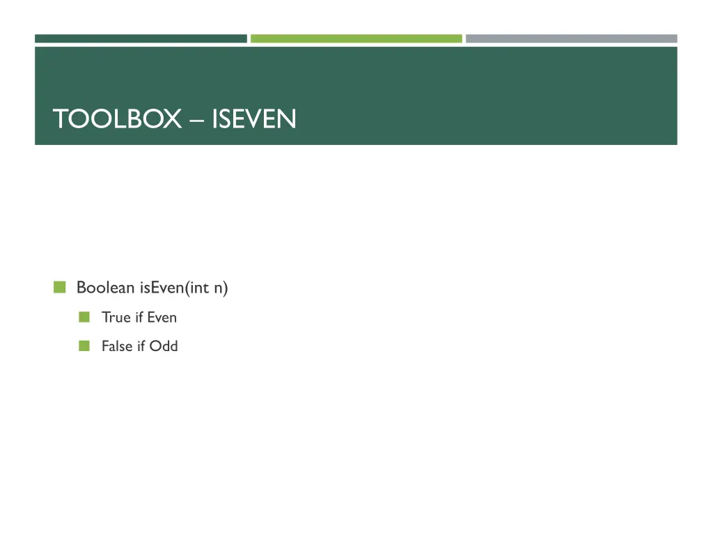 toolbox iseven
