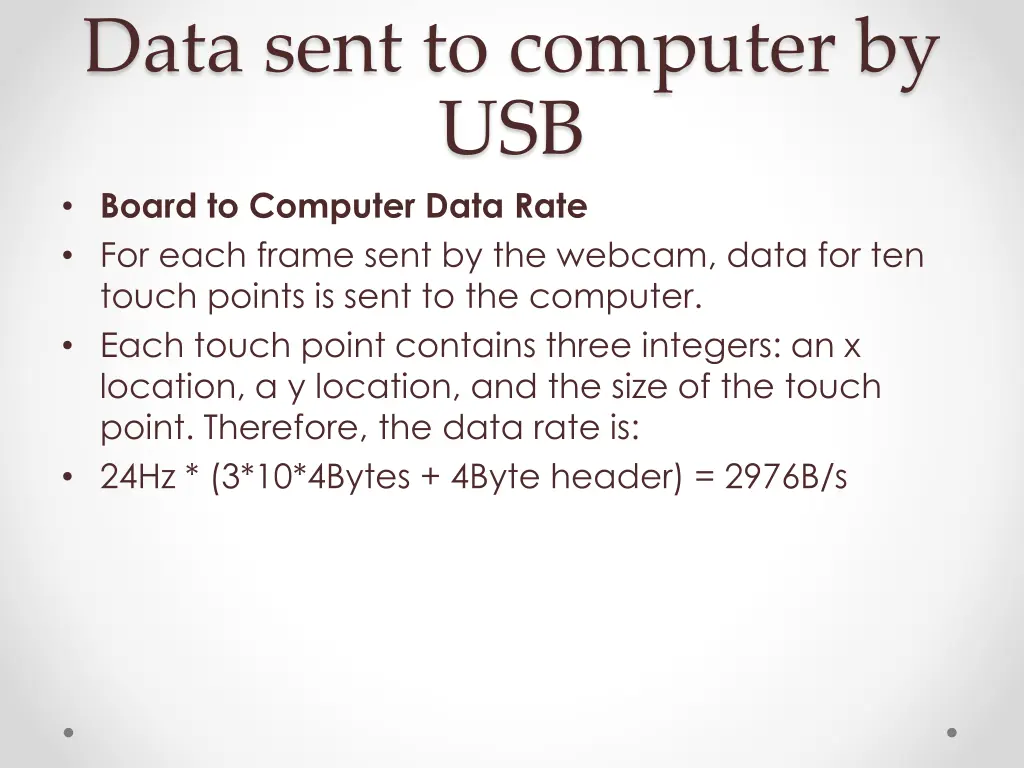 data sent to computer by usb board to computer