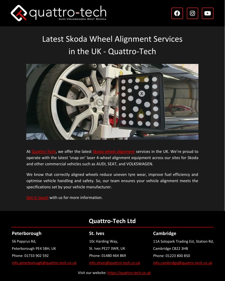 latest skoda wheel alignment services