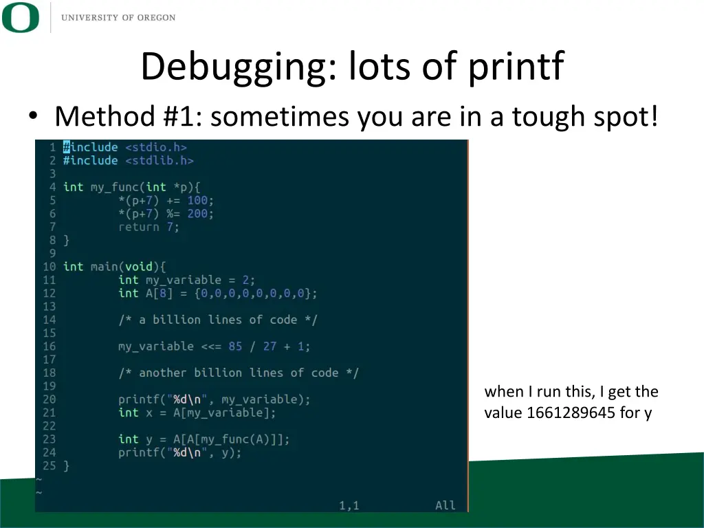 debugging lots of printf method 1 sometimes