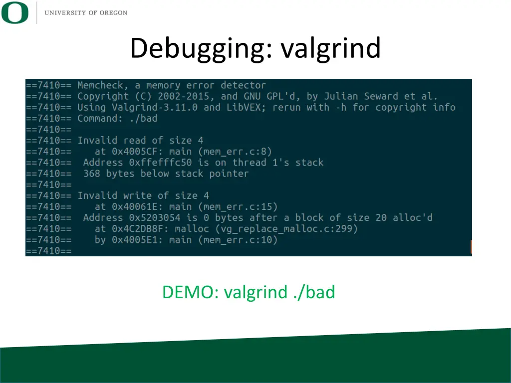 debugging valgrind 2
