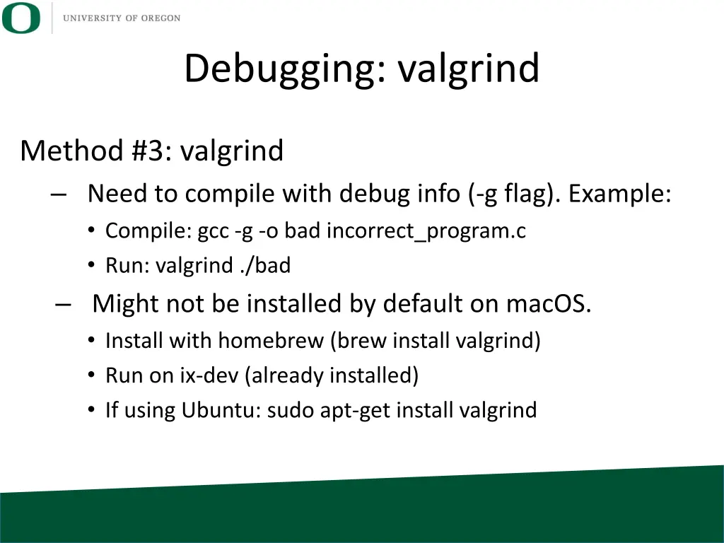 debugging valgrind