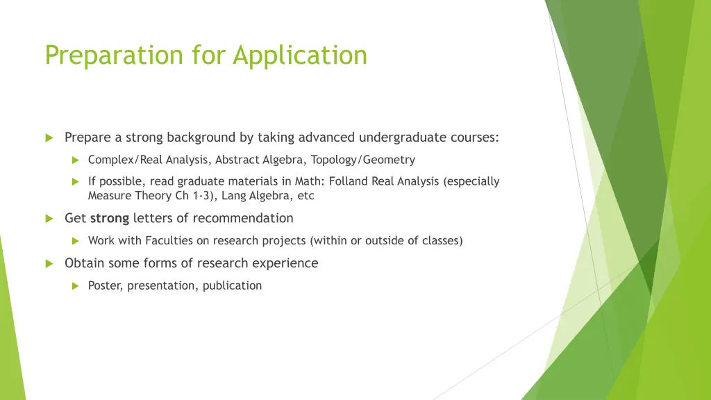 preparation for application