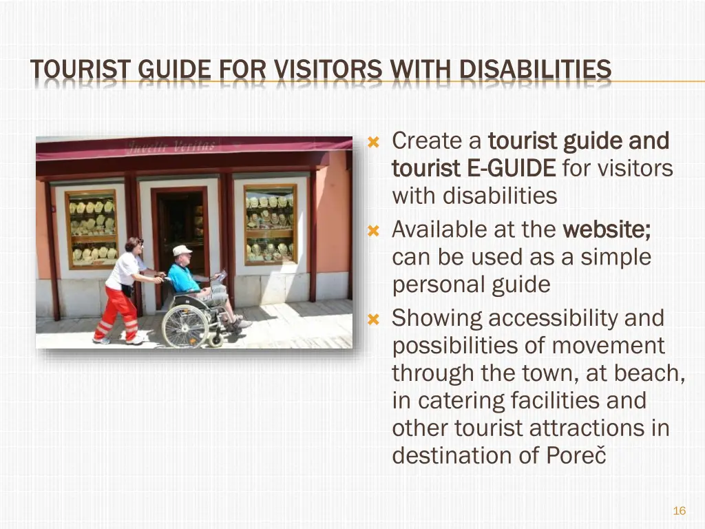 tourist guide for visitors with disabilities