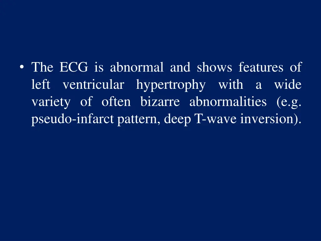 the ecg is abnormal and shows features of left