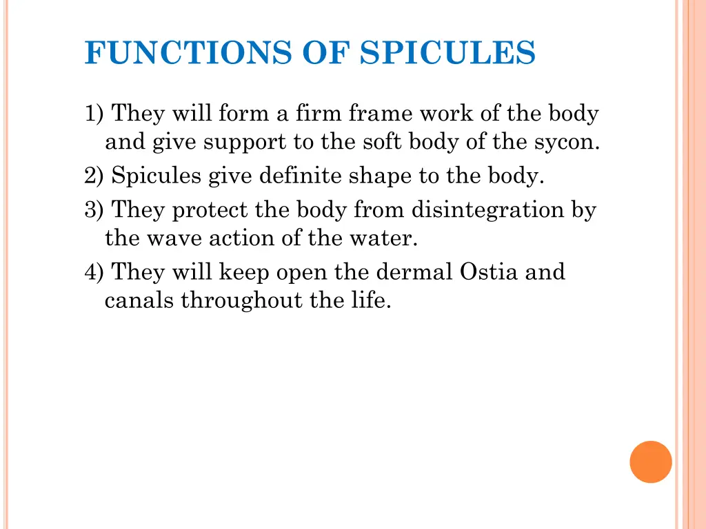 functions of spicules