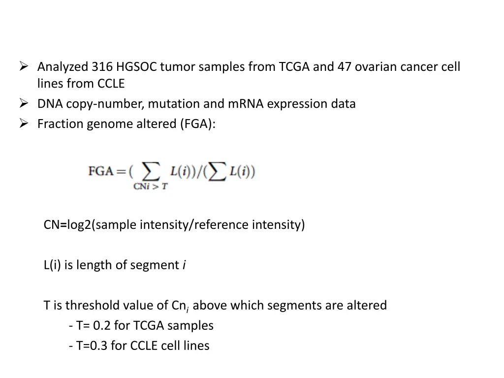 analyzed 316 hgsoc tumor samples from tcga