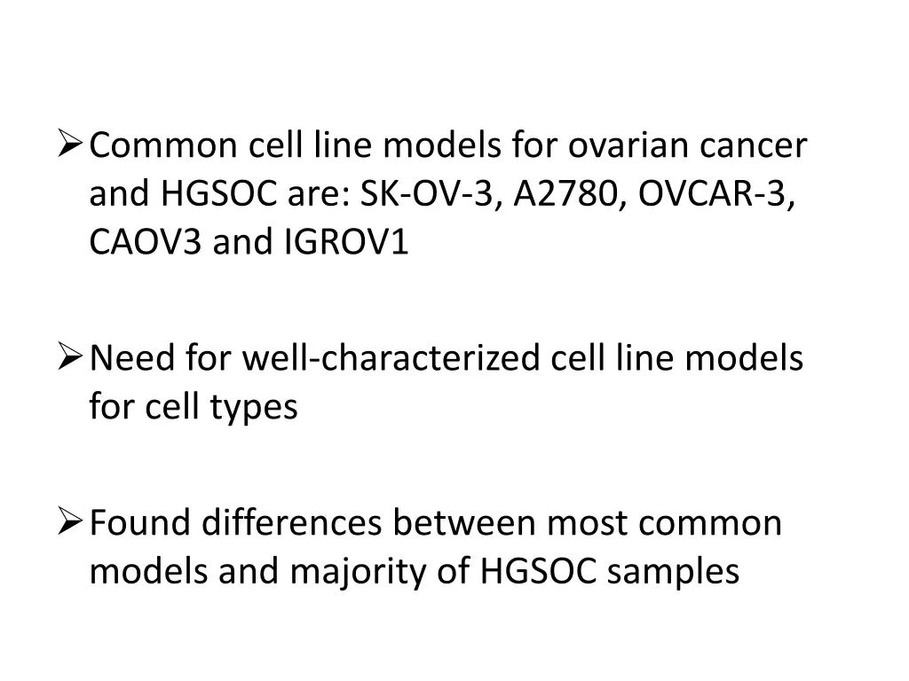 common cell line models for ovarian cancer