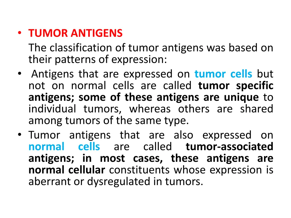 tumor antigens the classification of tumor