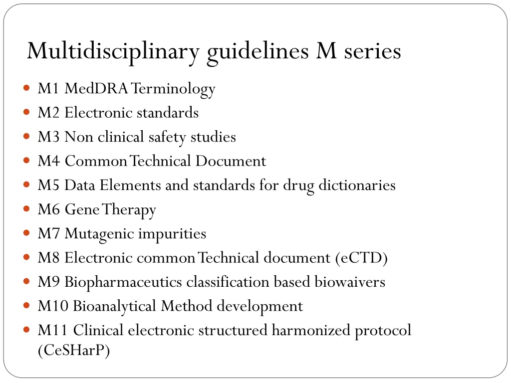 multidisciplinary guidelines m series