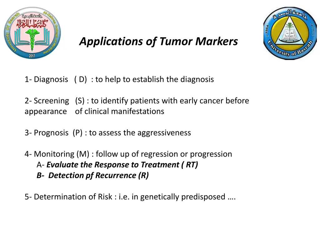 applications of tumor markers