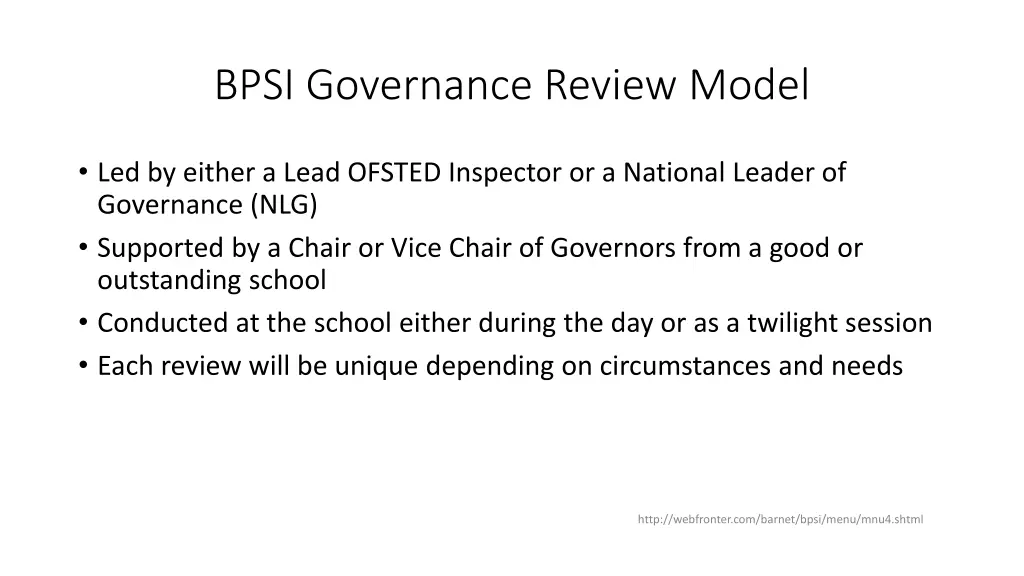bpsi governance review model