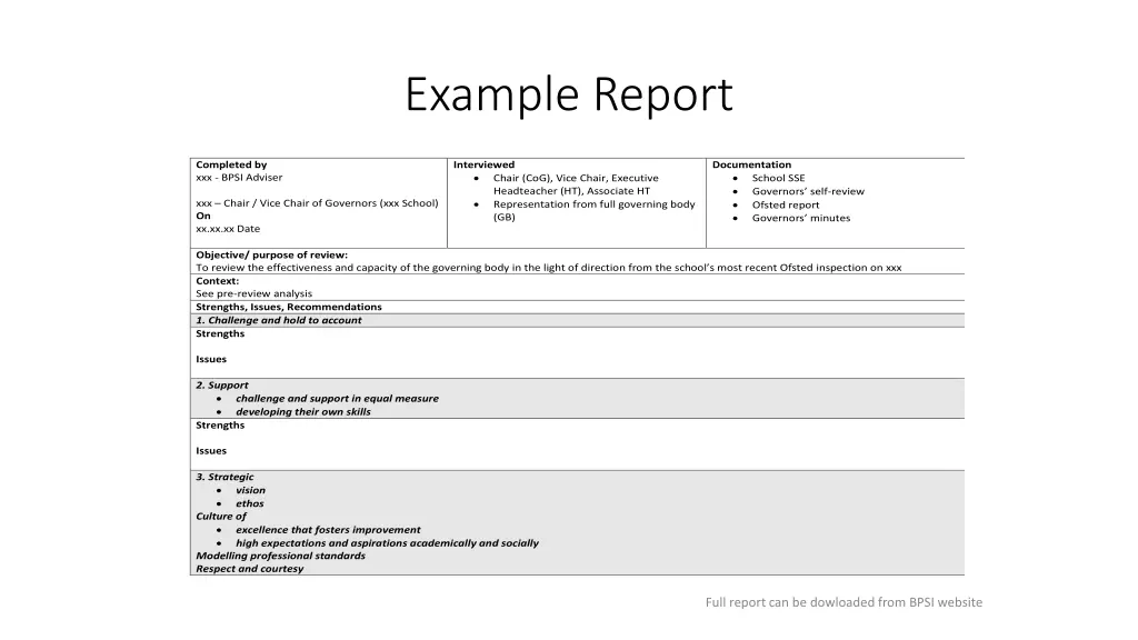 example report