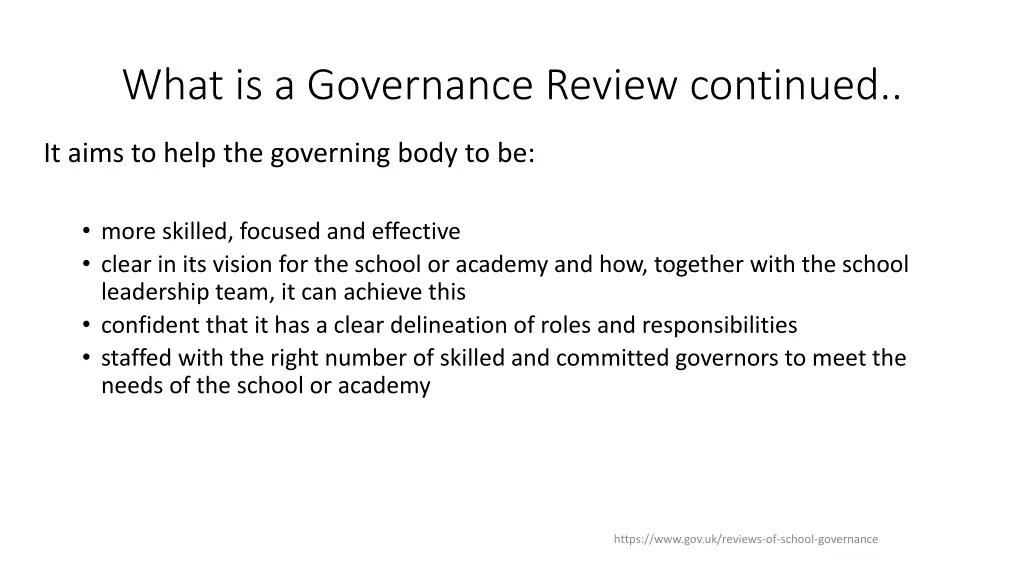 what is a governance review continued