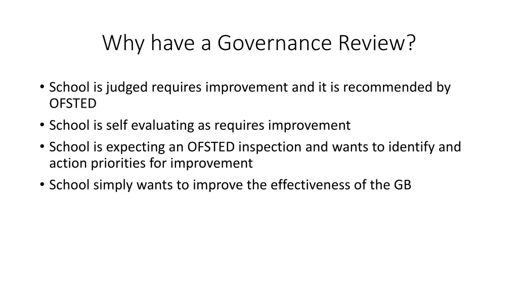 why have a governance review