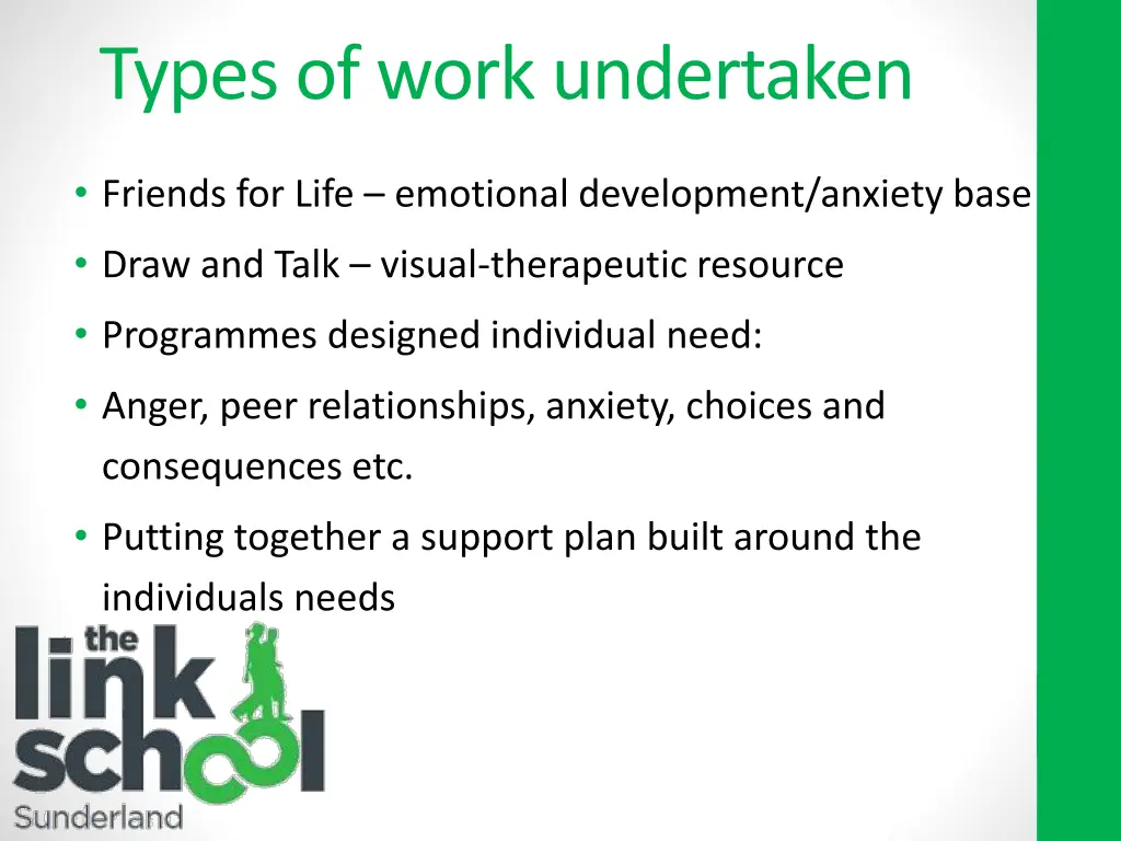 types of work undertaken