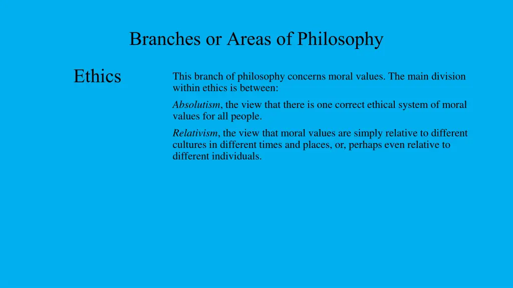 branches or areas of philosophy 2