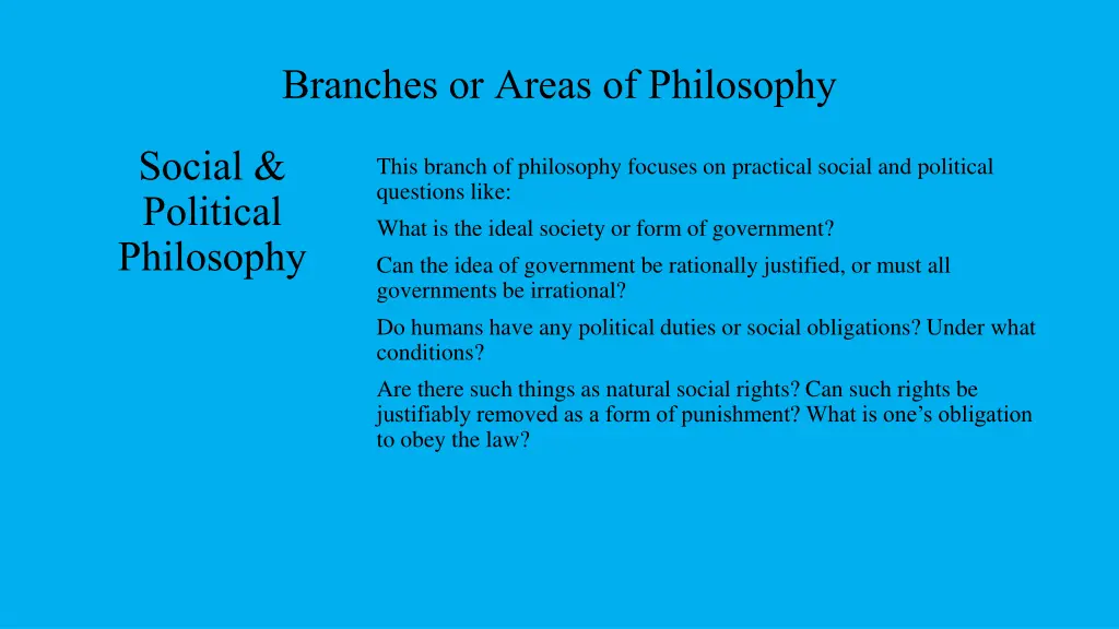 branches or areas of philosophy 3